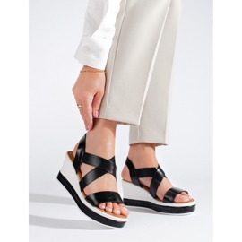 Sandali neri con zeppa Shelovet nero 1