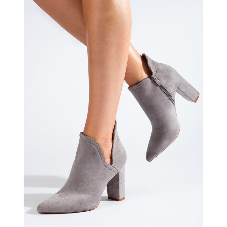 Stivali alti da donna grigi con Shelovet ritagliato grigio 1