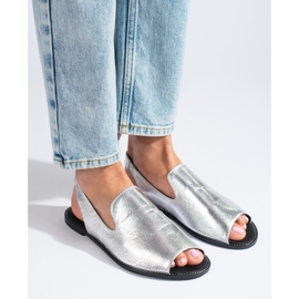 Sandalo open toe da donna in camoscio Shelovet color argento 1