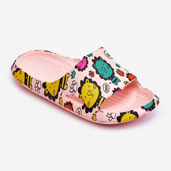 WJ1 Pantofole in gommapiuma leggera per bambini Motivo Leone Rosa Esther 2