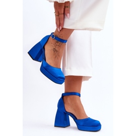 Pompe alla moda su tacchi massicci Sandia blu 2