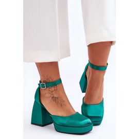 Pompe alla moda su tacchi massicci Sandia verde 1