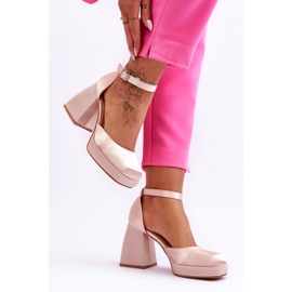 Pompe alla moda su tacchi massicci Beige Sandia 2