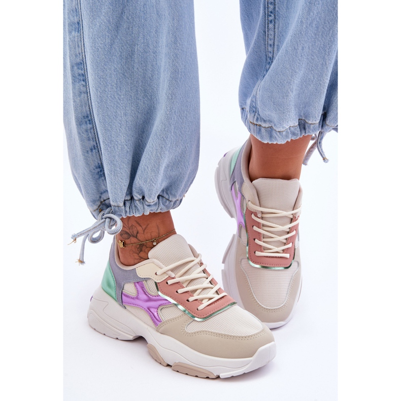 PS1 Sneakers Stringate Donna Beige-Verde Cortes multicolore 2