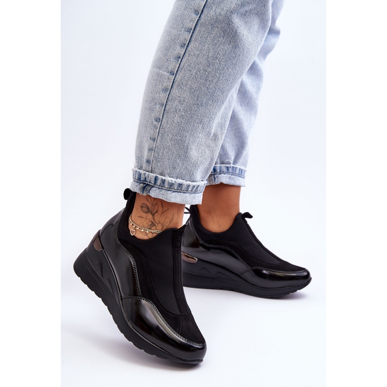 PE1 Scarpe Sportive Slip-On Con Zeppa Da Donna Nere Farro nero 1