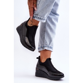 PE1 Scarpe Sportive Slip-On Con Zeppa Da Donna Nere Farro nero 2