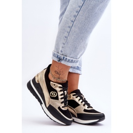 PE1 Sneakers Con Zeppa Con Lacci Da Donna Nere E Oro Genova nero 1