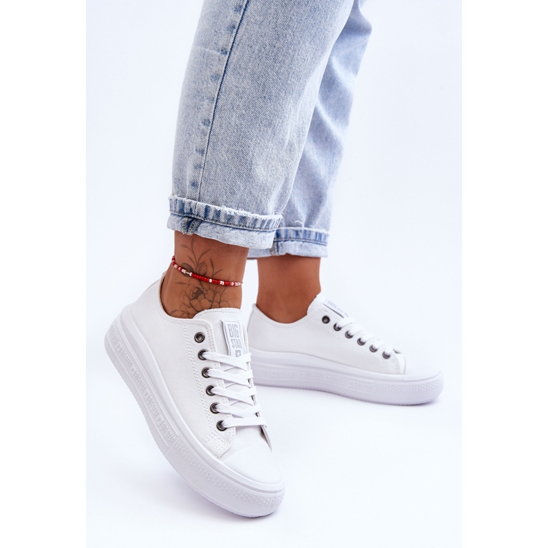 Scarpe da ginnastica con plateau da donna Big Star LL274A177 Bianche bianco 1