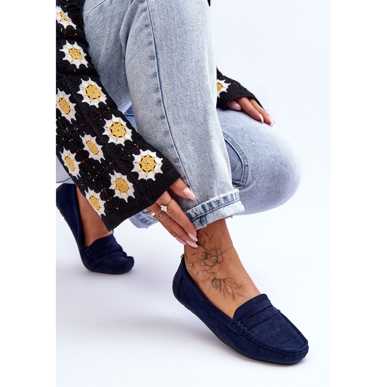 Mocassini in camoscio da donna Lenvie blu navy 2
