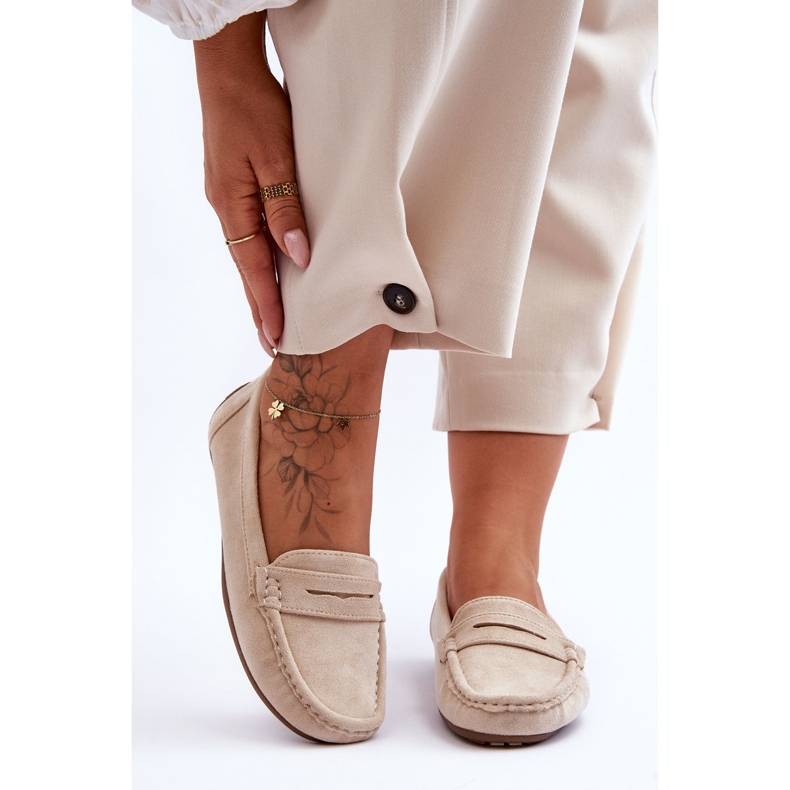 Mocassini in camoscio da donna Beige Lenvie 1