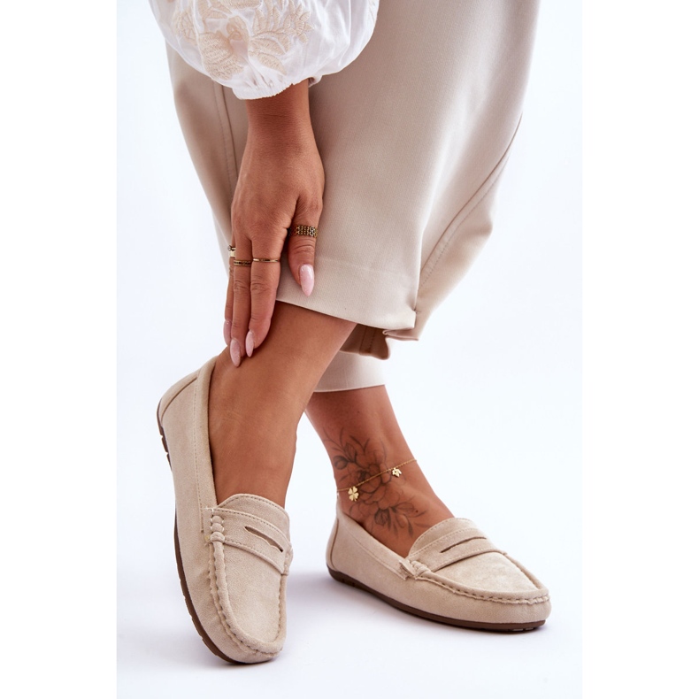 Mocassini in camoscio da donna Beige Lenvie 2
