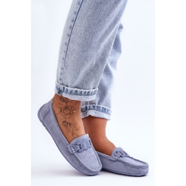 Mocassini da donna alla moda in pelle scamosciata blu Rabell 1
