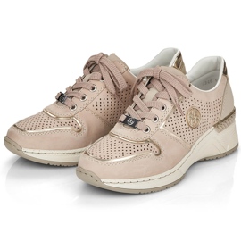 Rieker N4346-60 scarpe sportive con zeppa traforate beige da donna 1