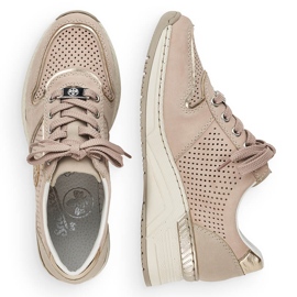 Rieker N4346-60 scarpe sportive con zeppa traforate beige da donna 2