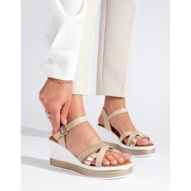 Sandalo con zeppa Shelovet beige da donna 1