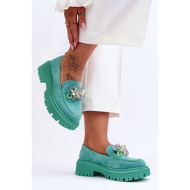 PS1 Mocassini Donna Con Cristalli Decorativi Verde Avril 2
