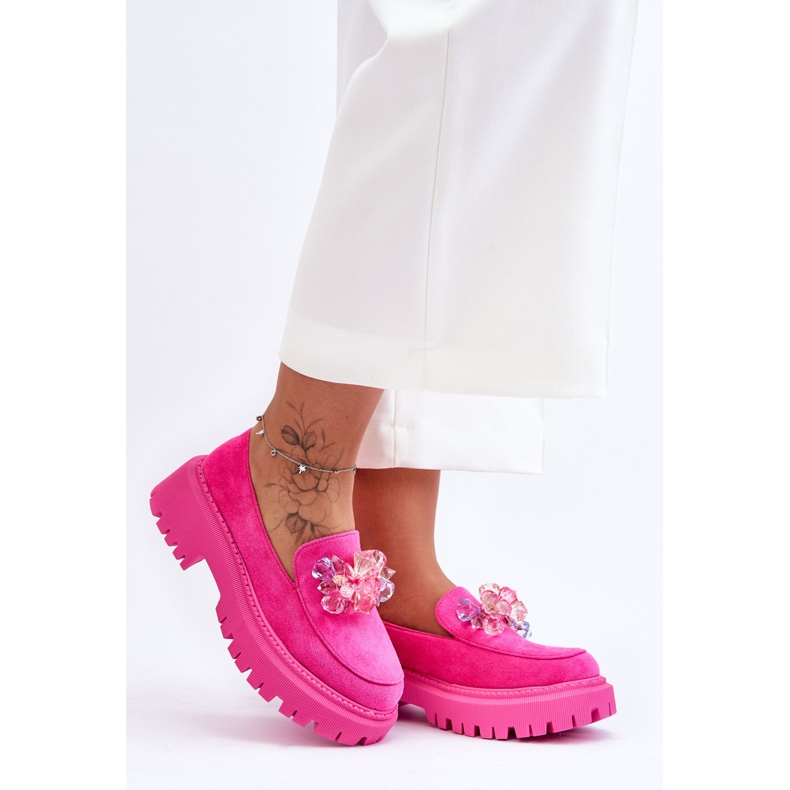 PS1 Mocassini Donna Con Cristalli Decorativi Rosa Avril 2