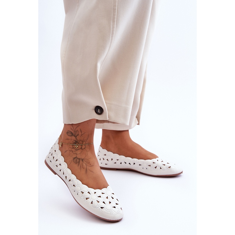 PE1 Openwork Glossy Ballerina Visionario bianco da donna 2