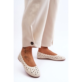 PE1 Ballerina lucida traforata da donna beige visionaria 1