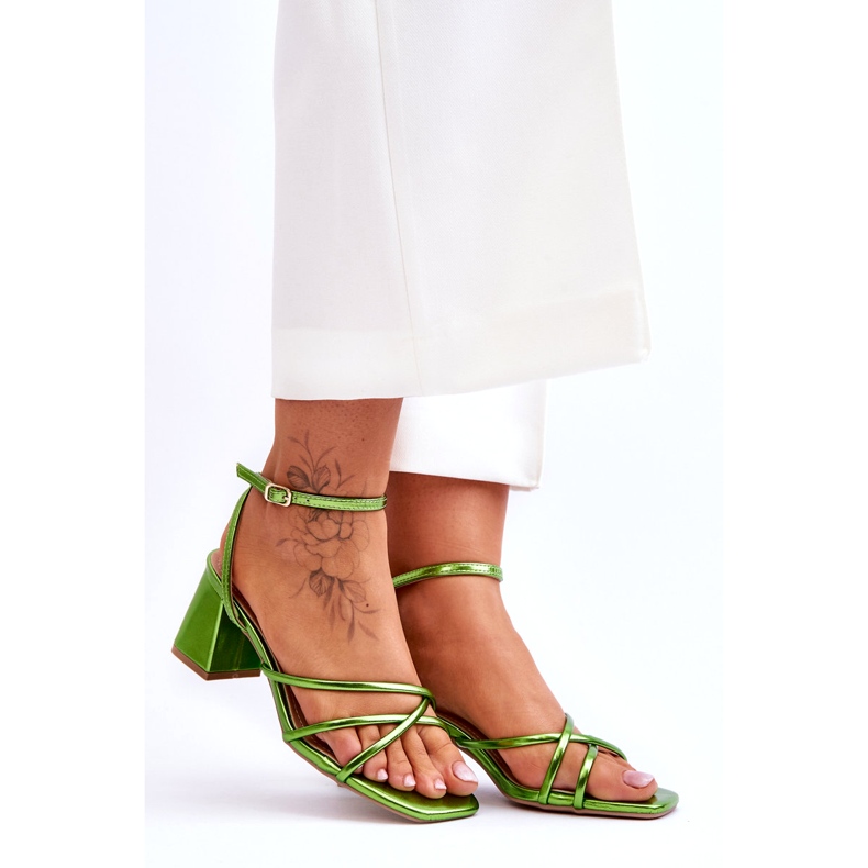 Sandali Felisa verde alla moda con tacco alto 6