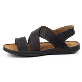 KOMODO Sandali da uomo in pelle 882K nabuk nero 2