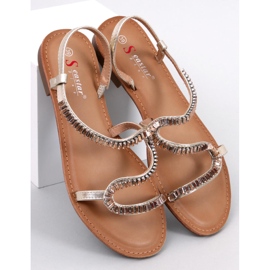 Sandali con cristalli Adani Gold d'oro 1