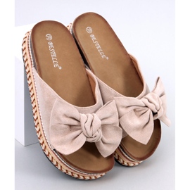 Sandali con fiocco a suola alta di Delair Beige 1