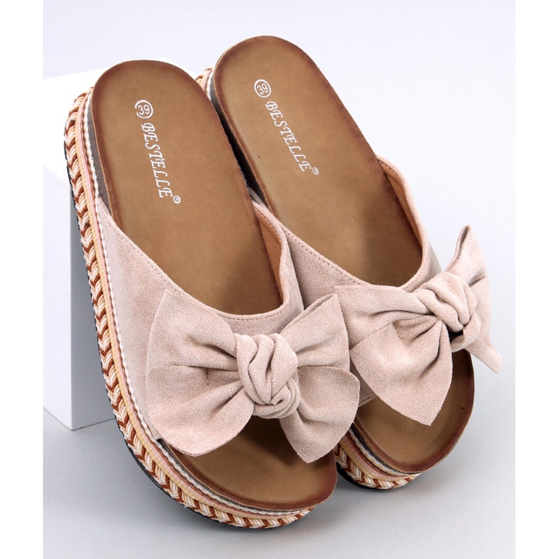 Sandali con fiocco a suola alta di Delair Beige 1