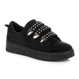 Bello Star Sneakers sportive in camoscio con velcro nero 1