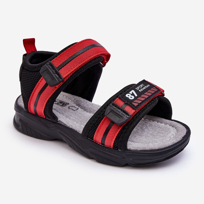 News Sandali da bambino con velcro rosso chiaro Brando nero 1