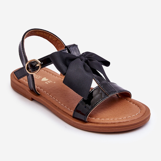 Miss Sandali laccati per bambini con fiocco Netina nera nero 1