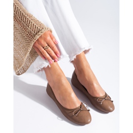 Ballerine marroni da donna con fiocco Shelovet marrone 1