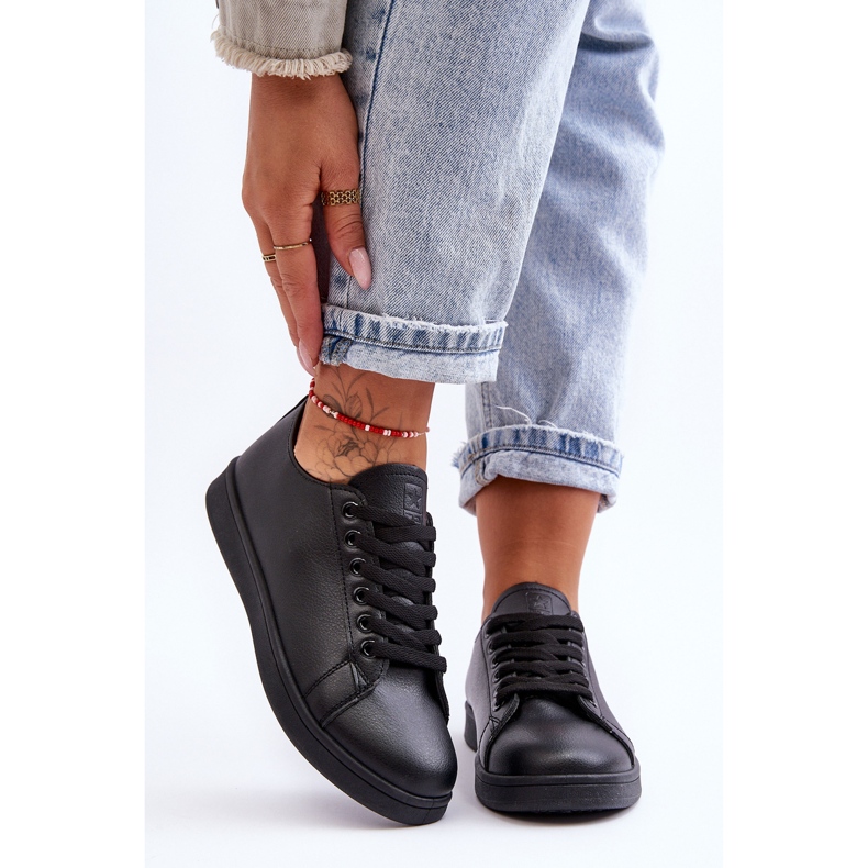 PE1 Sneakers classiche in pelle da donna nere illimitate nero 2