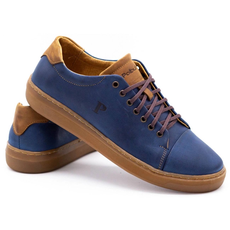 Polbut Scarpe da uomo in pelle 2109 blu navy 2