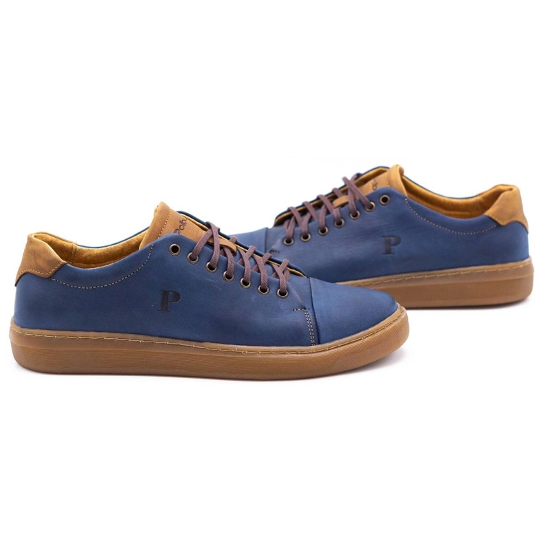 Polbut Scarpe da uomo in pelle 2109 blu navy 3