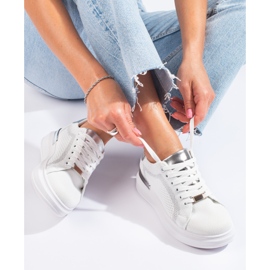 Sneakers con plateau traforato in tessuto Shelovet bianco 1