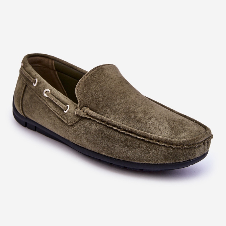 Mocassini slip-on in pelle scamosciata da uomo verde Rayan 1