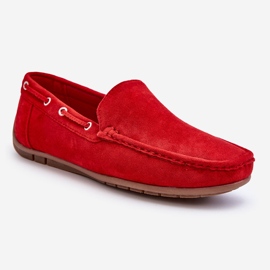 Mocassini slip-on in pelle scamosciata Rayan Red da uomo rosso 1