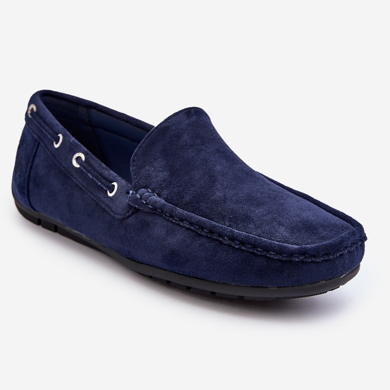 Mocassini slip-on in pelle scamosciata da uomo Rayan blu navy 1
