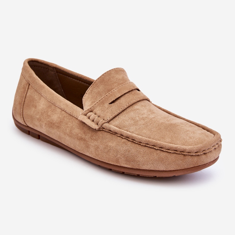 Mocassini da uomo in pelle scamosciata beige Wesley 1