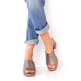 Pantofole da donna Sergio Leone KL322 platino su palo con elastico argento 2