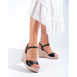 Espadrillas nere Shelovet con zeppa alta nero 1