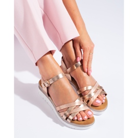 Sandali con zeppa Shelovet color oro da donna d'oro 1