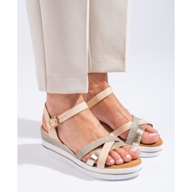 Sandalo con zeppa Shelovet beige da donna 1