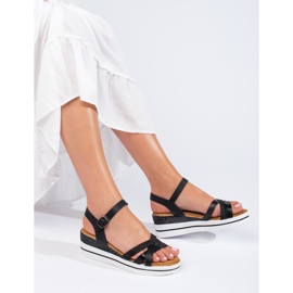 Sandali con zeppa Shelovet da donna neri nero 1