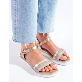 Sandali con plateau da donna Shelovet oro d'oro 1