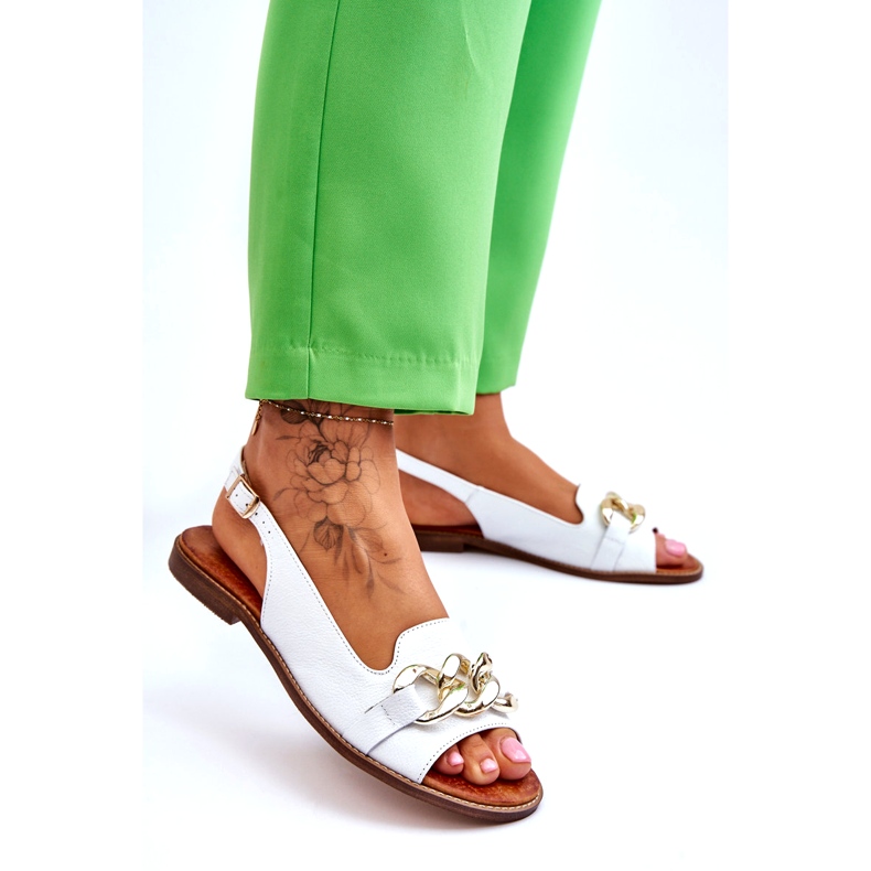 Lewski Shoes Sandali in pelle da donna Leewski Shoes 3230 White Peas bianco 2