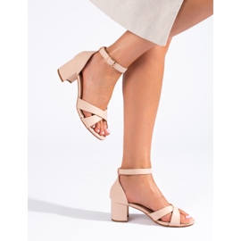 Sandali con tacco Shelovet beige da donna 1