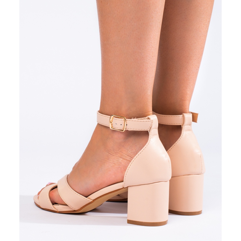 Sandali con tacco Shelovet beige da donna 2