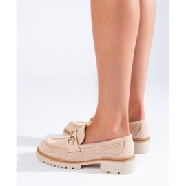 Mocassino Shelovet in camoscio traforato beige 2